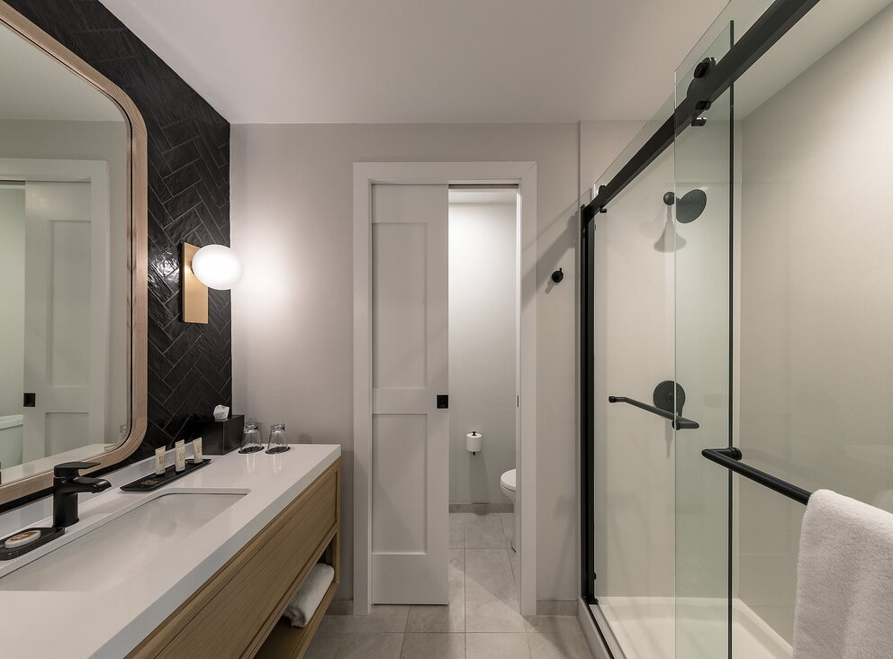 interor of hotel bathroom at The Dorr