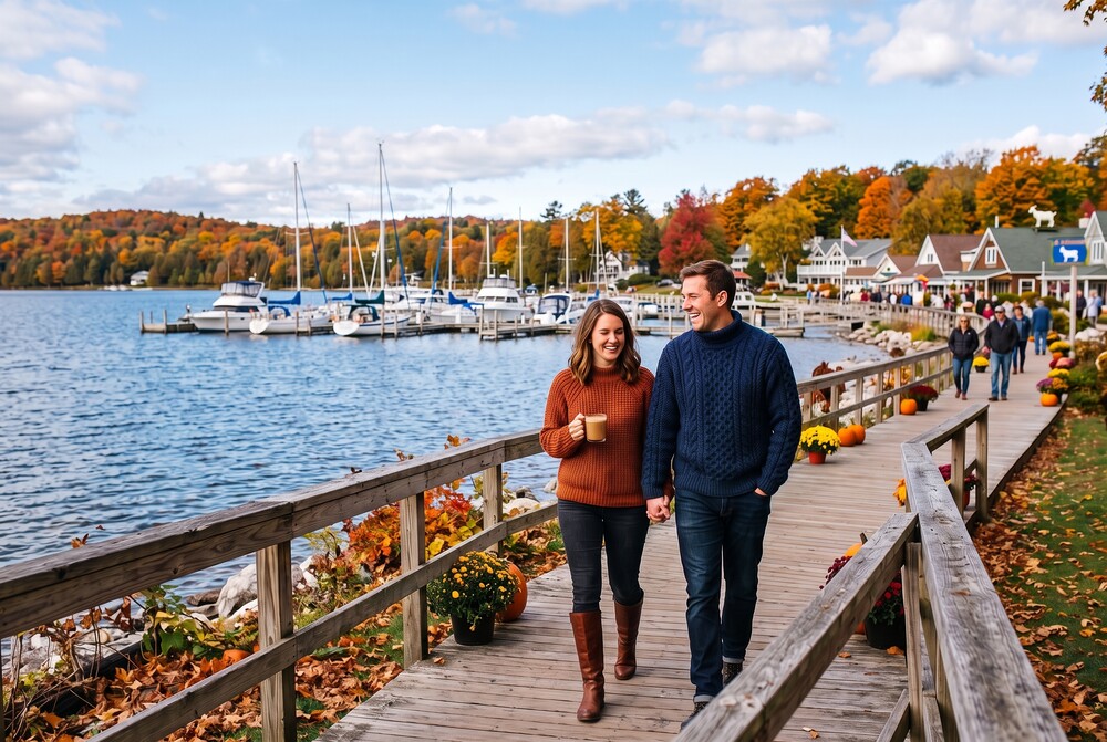 couple in Fall season Sister Bay, WI